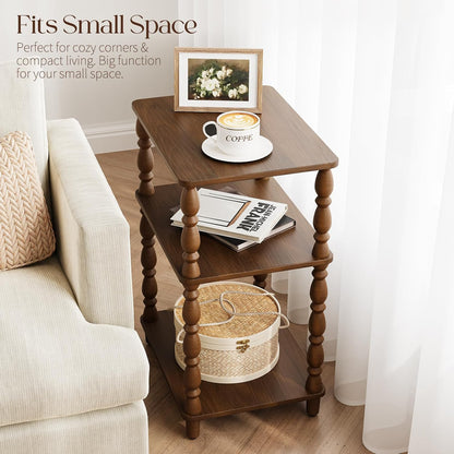 Yoobure Small Side Table - Walnut End Tables Living Room with Spindle Legs