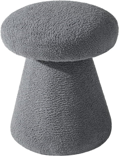 Joveco Ottoman Foot Rest,Mushroom Foot Stool,Upholstered Teddy Velvet Vanity Stools