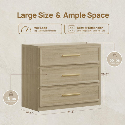 SICOTAS Oversized Night Stand Set 2 for Bedroom 3 Drawer Bedsideside Table | Extra Large Nightstands with Storage Bed Side Table Set of 2 Side Table 31.3" Modern End Tables Living Room Sofa Couch Office