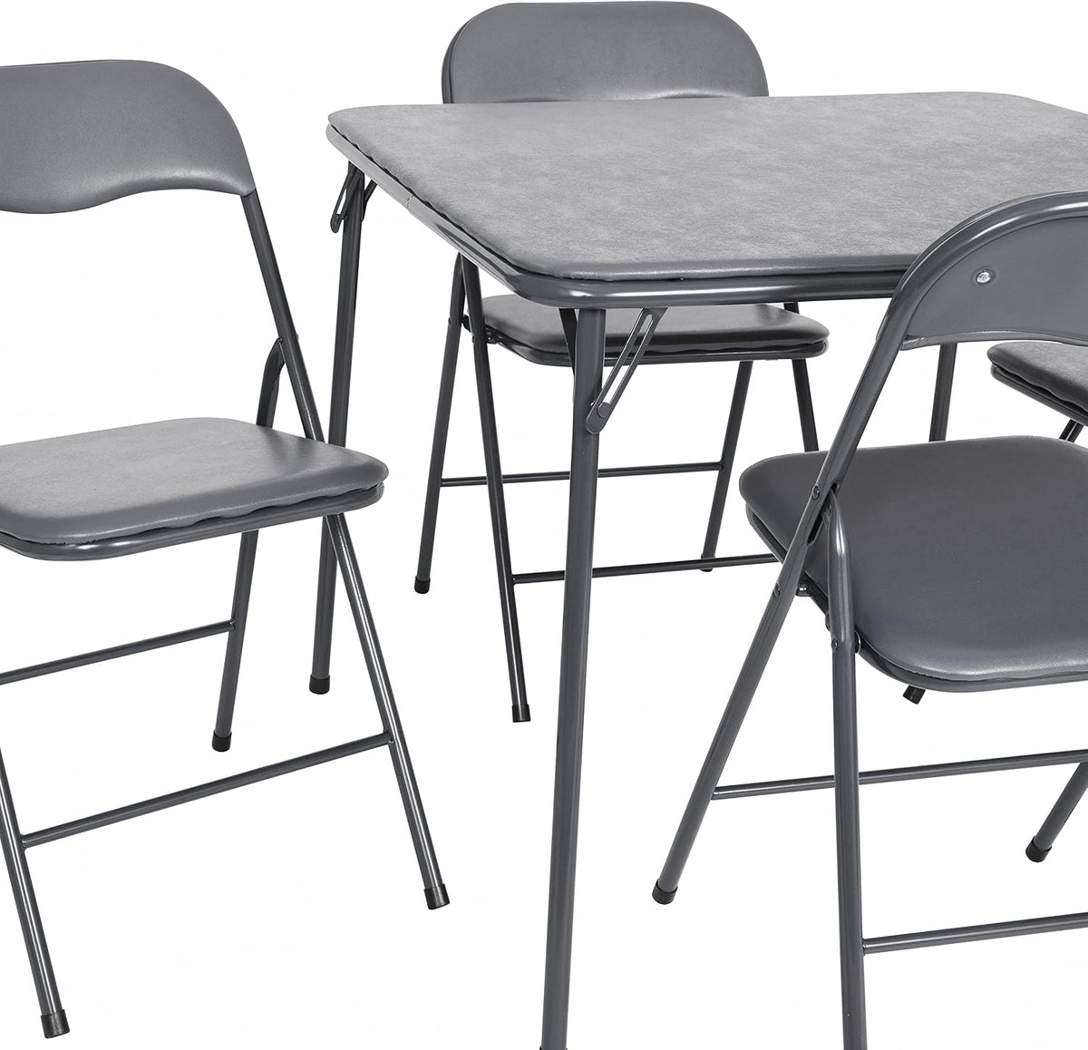 Flash Furniture Madison 5-Piece Folding Card Table and Chair Set, Gray | Portable, Indoor/Outdoor, Event Table and Chairs