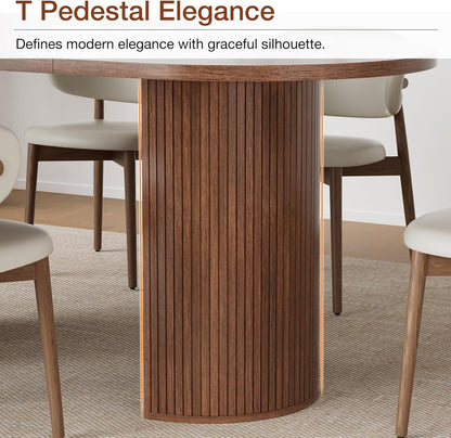 HOMMPA 70.8" Oval Dining Table for 4 6 Person Kitchen Table with Semi-Cylindrical Legs Base Large Wooden Round Dining Room Table Modern Farmhouse Dinner Tables for Kitchen Dining Living Room Walnut