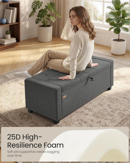 SONGMICS Storage Ottoman,ULOM511GN01 | Buttons Decoration, Non-Slip Foot Pads, 661.4 lb Load Capacity, Slate Gray, MACEO Collection ULOM511GN01