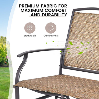 GIANTEX Patio Glider Benches for Outside, Swing Glider Chair w/Steel Frame | 400 LBS Capacity, Patio Swing Rocker, 2-Person Loveseat for Backyard, Poolside, Lawn, Balcony, Porch Glider Bench(Brown)