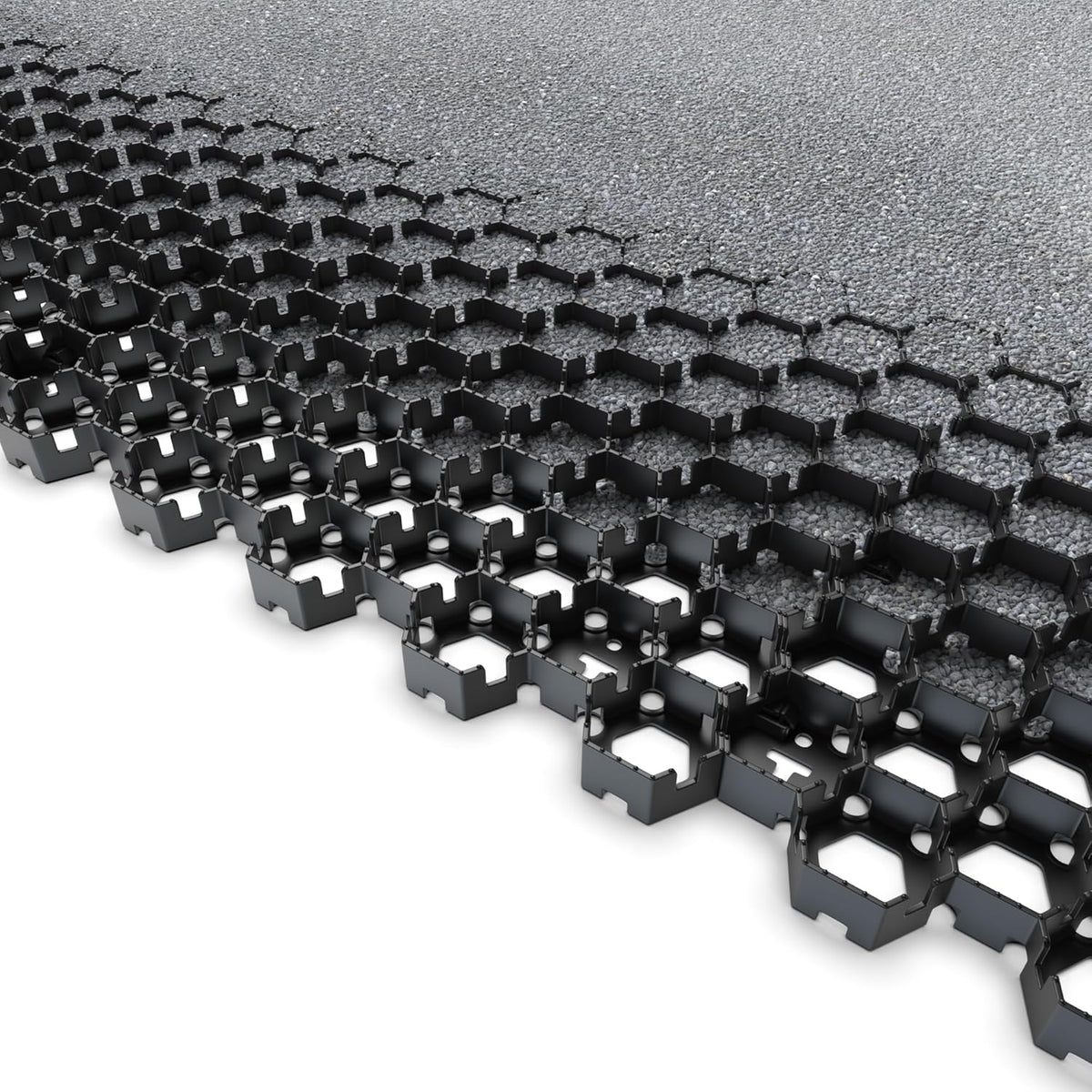 Vodaland Permeable HexPave System - Grass & Gravel Pavers - 100% Recycled PPE Plastic, Handles 27,000 lbs, 1" Depth, 65 s.f / 22 Units