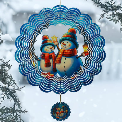 3D Snowman Wind Spinners for Yard and Garden Christmas Decor 12 Inch Outdoor Metal Stainless Steel Wind Spinner Unique Gift Xmas Wind Sculptures