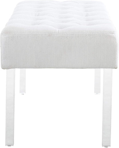 Linon Ella Glitz Acrylic Leg Bench, 35"Wx17"Dx18"H, White