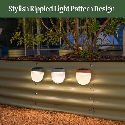 Vego garden Rippled Solar Garden Lights with Auto Sensors Magnetize Securely to Raised Beds, IPX4 Waterproof Outdoor LED Light for Patio & Yard Olive Green, 2 Pack