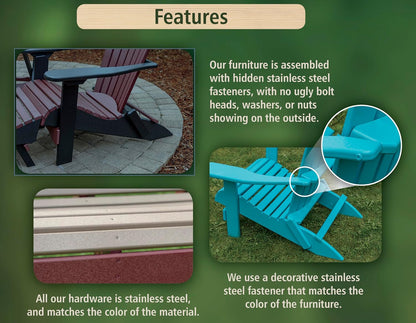 5 FT Cedar Amish-Made Porch Glider – 1000 lb Heavy-Duty Poly Lumber wood Roll Back Glider – USA Crafted HDPE Outdoor Seating Furniture - Stainless Steel Hardware – Smooth, Quiet Glide - CupHolders