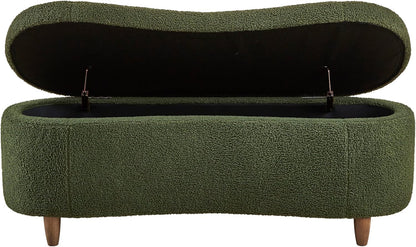 Bailey Boucle-Style Curved Storage Accent Bench