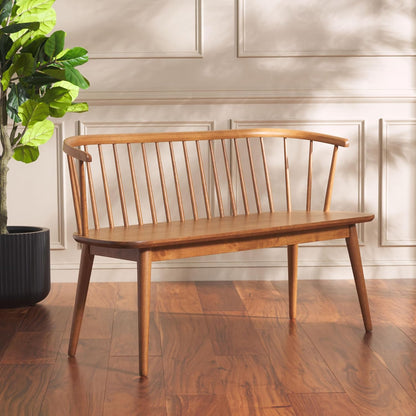 SAFAVIEH Furniture - Blanchard Spindle Bench - Honey - Solid Wood - Classic Windsor Design - Ideal for Entryway, Bedroom, Dining Room, 17.8" Seat Height (BCH8500H)