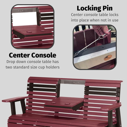 LuxCraft Plain Glider - 5' - Available in 14 Colors (Weatherwood on Black)