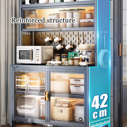 JKGHK 6-Tier Tall Kitchen Bakers Rack, Kitchen Storage Hutch Cupboard Cabinet with Adjustable Foot, Open Kitchens Pantry Storage Shelves for Spices, Pots, Pans(120cm/47.2in)