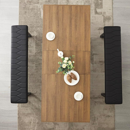 STHOUYN 63”-79” Extendable Dining Room Table, Modern Farmhouse Wooden Kitchen Table, Long Expandable Dining Table for 6 8 10, Large Expanding Tables Conference Tables (Walnut Brown)