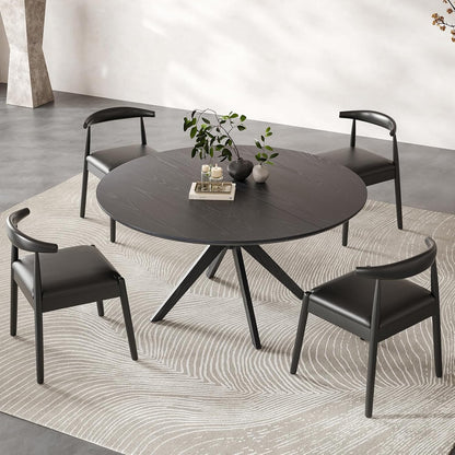 Round Dining Table for 4, Kitchen Table with Intersecting Pedestal Base, for Dining Room, Living Room,Kitchen (Black)