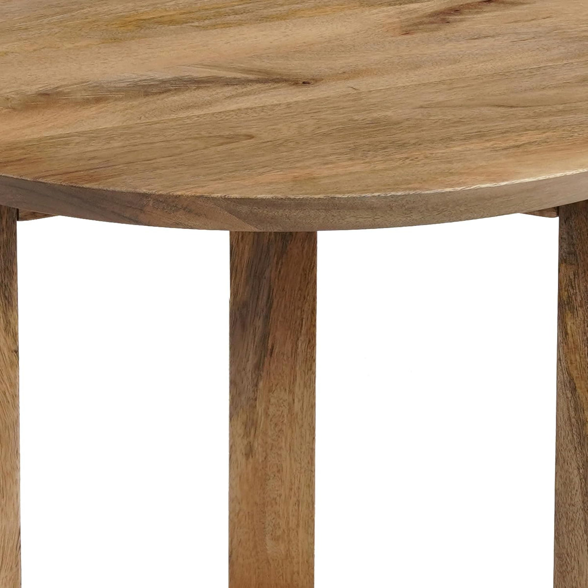 TUP THE URBAN PORT Nina 18.5" Round Handcrafted Side End Table | Natural Brown Mango Wood