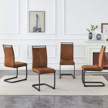 Baysitone Modern Dining Chairs Set of 6, Side Dining Room Chairs, High Back Kitchen Chairs with Suede Fabric Padded Seat for Dining Room,Kitchen, Living Room Brown