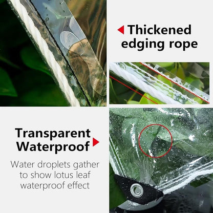 Clear Tarps with Grommets 14 Mil Clear PVC Tarp 400g/m² Thickened Tear Resistant, for Camping, Plants Greenhouse, Cars, Patio (8' X 20')