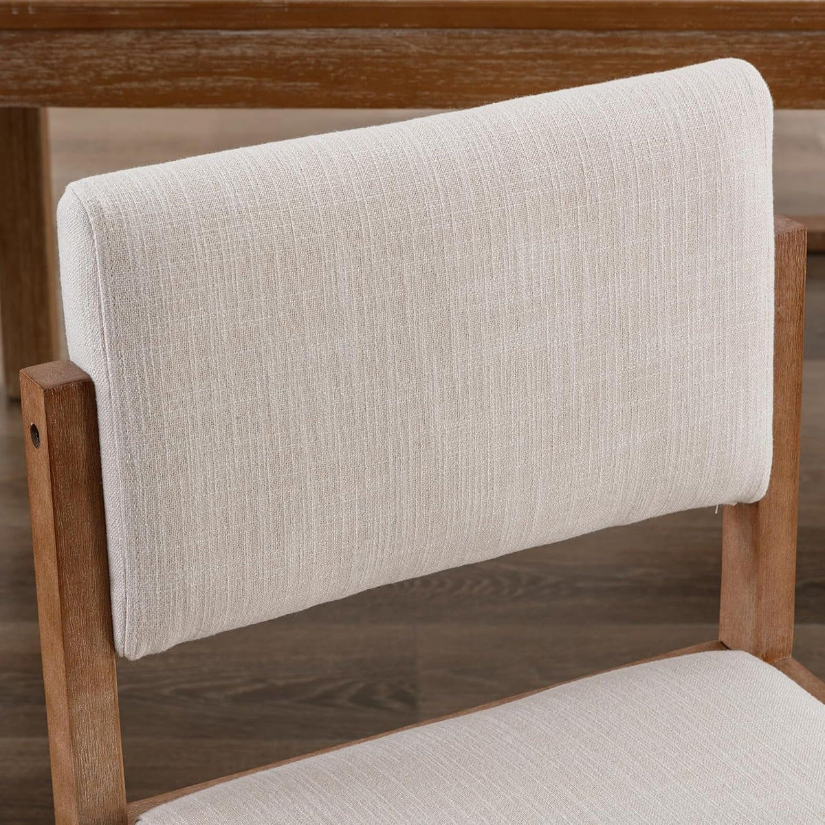 DUOMAY Mid-Century Linen Dining Chairs Set of 2, Beige | Modern Upholstered Seat With Sturdy Wood Legs Comfortable Side Chairs For Kitchen Dining Room And Living Area