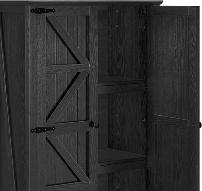 DWVO Farmhouse Kitchen Pantry Cabinet, 64.5" Tall Storage Cabinet with 2 Drawers and Adjustable Shelves, Versatile Storage for Living Room, Dining Room or Hallway, Oak Black