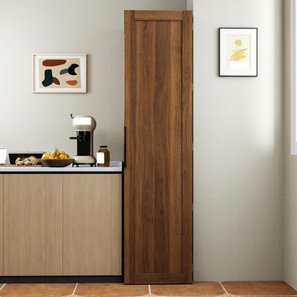 Brown Freestanding Kitchen Pantry Cabinet with Doors & Shelves - 5-Tier Storage Cupboard & Sideboard Buffet with Adjustable Shelves, Wood Grain Pantry Organizer for Kitchen, Dining Room, Living Room