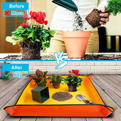 Extra Large Repotting Mat for Indoor Plants & Potting Soil Mat Portable Potting Tray Reusable Gardening Mat Garden Gift for Women Men (39.5"X39.5")