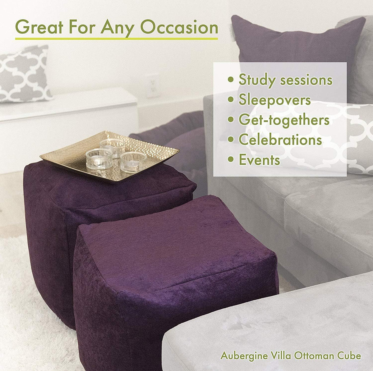 Majestic Home Goods Sea Horse Indoor/Outdoor Bean Bag Ottoman Pouf Cube, 17" L x 17" W x 17" H, Navy
