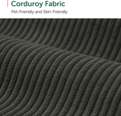 HONBAY Modern Corduroy Ottoman Module Sofa, Ottoman Bench with Storage, Green