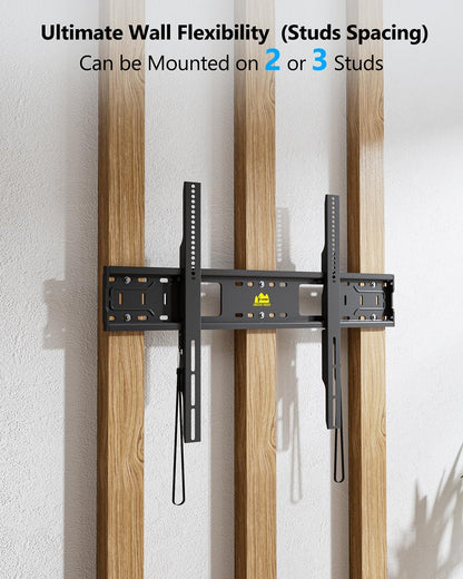 FORGING MOUNT Heavy Duty Fixed TV Wall Mount Holds up to 275Lbs for 50-120 inch TVs 3-Stud Low Profile TV Mount Ultra Slim Universal Bracket Fits 16"/18"/24" Studs MAX VESA 900x600mm- Easy DIY Install