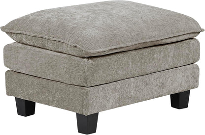 Lexicon Chenille Upholstered Rectangle Ottoman, Foot Stool, Black Faux Wood Feet, Durable Frame, Large Padded, Modular Sectional Couch Add Ons for Living Room, Bedroom, Assembly Required, Dark Pewter