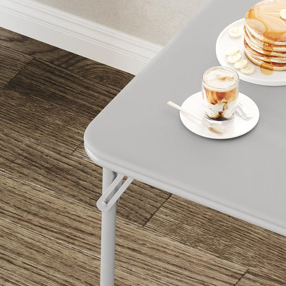 Folding Card Table, 34 Inch Square Folding Table, PU Padded Tabletop with Collapsible Legs, Sturdy Steel Frame, Portable Square Game Table for Home, Parties, Picnics, Games ( Table only) (Grey)