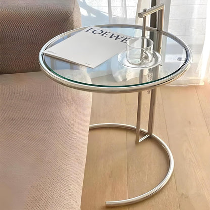 Round End Table, Side Table for Living Room, Small Spaces, Modern White Nightstand, Suitable for Bedroom, Living Room and Balcony(Clear)