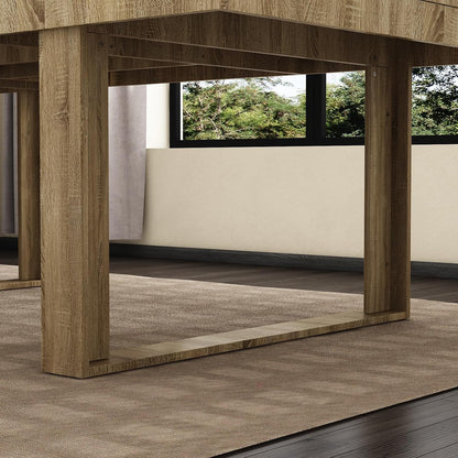 FUFU&GAGA Large Farmhouse Dining Table, for 6-8 People, 86.8” Rectangular Wood Dinner Table for Kitchen Dining Room Conference Room, Oak, 86.8”W x 47.2”D x 29.4”H