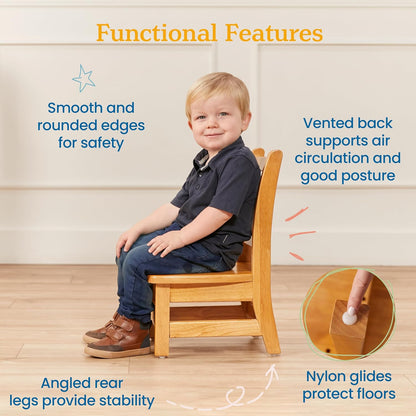 ECR4Kids 24in x 36in Rectangular Hardwood Table with 16in Legs and Two 8in Chairs, Kids Furniture, Honey, 3-Piece | Durable rubberwood, GREENGUARD Gold Certified, ANSI/BIFMA Compliant, 2-3 years, 74 lb seat capacity, classroom & home use