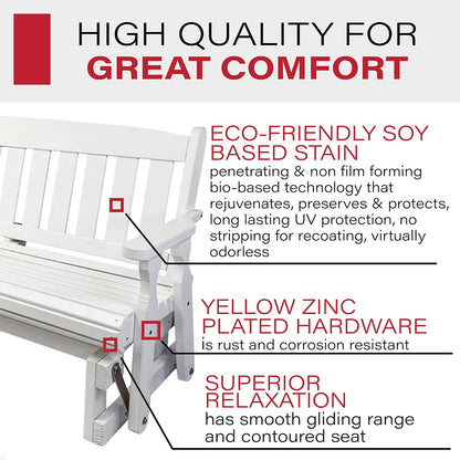 Amish Casual Heavy Duty 800 Lb Mission Pressure Treated Porch Glider (4 Foot, Semi-Solid White Stain)