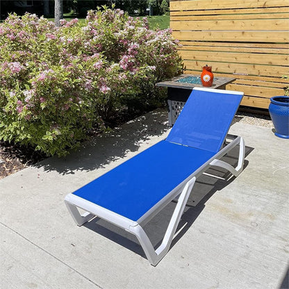 Domi Patio Lounger Chair Outdoor,Pool Lounge Chair, Blue | Adjustable Backrest,Stackable,Aluminum Chaise Lounge for Beach, Yard, Balcony, Poolside