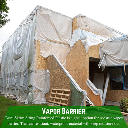 Farm Plastic Supply - Dura Skrim String Reinforced Clear Plastic Sheeting - 10 Mil - (6' x 375') - Reinforced Poly Film Tear Resistant, Weatherproof, Vapor Barrier Polyethylene Roll for Construction