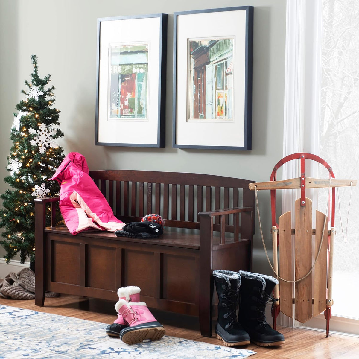Linon Home Dcor Linon Home Decor Cynthia Storage Bench, 50"w x 17.25"d x 32"h, Walnut