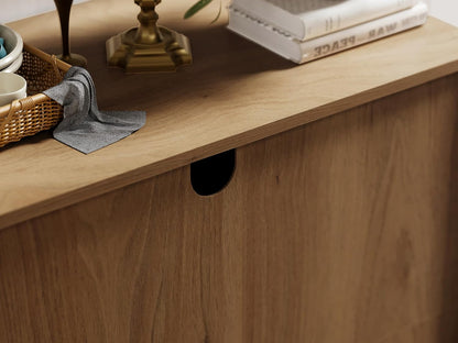 FENSULN Buffet Sideboard Cabinet Farmhouse Modern 3 in1 Storage Cabinet with Adjustable Shelves for Kitchen, Coffee Bar, Living Room, Oak