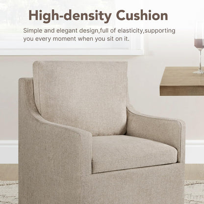 KISLOT Upholstered Dining Chairs Set of 1 with Washable Cover, Khaki | Modern Rolling Dining Room Chairs with Casters, Hidden Storage Seat, Linen Look Fabric, Padded Kitchen Accent Chairs