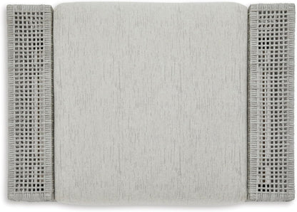 Signature Design by Ashley Seton Creek Casual Nuvella Weather Resistant Fabric Outdoor Ottoman with Cushion, Light Gray & Light Brown