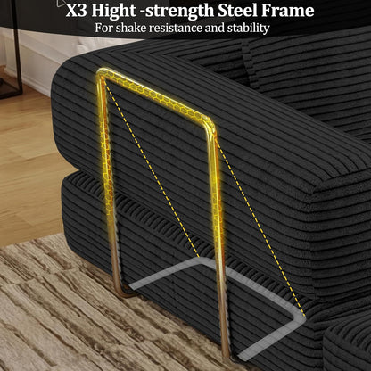 BSHOMGI Convertible Futon Sofa Bed, Couch for Living Room,Modular Futon Couch with Fixed-Shape Frame Corduroy Loveseat Sleeper Sofas with Pull-Out Couches for Small Space Apartment