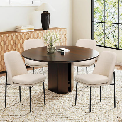 COLAMY Modern Dining Chairs Set of 2, Upholstered Dining Room Chairs Dinner Chair Kitchen Chairs with Curved Back and Metal Legs, Beige