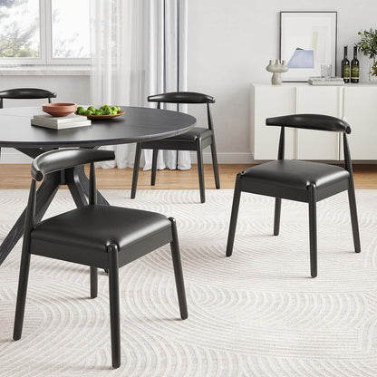 Round Dining Table 47 in for 4 to 6 People, Solid Wood Kitchen Table with Intersecting Pedestal Base and Floor Protection, Modern Round Dining Room Table for Apartment or Nook, Black
