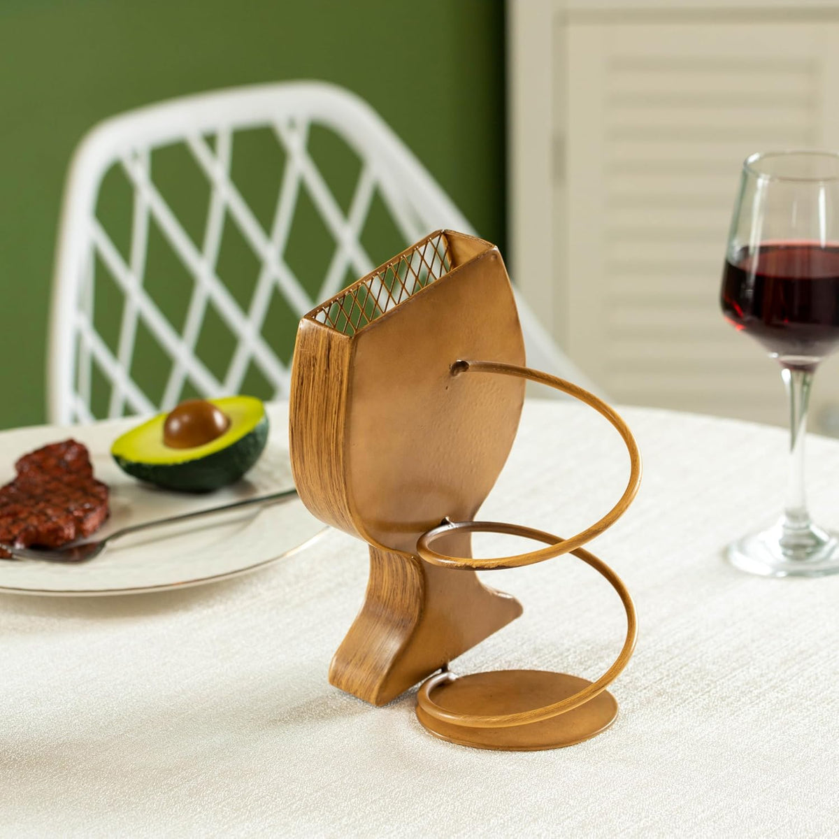 Vintiquewise Decorative Metal Goblet Shape Wine Bottle and Cork Holder A Unique Home Decor Piece and Countertop Accessory for Kitchens, Bars, and Dining Rooms - Great Collection for Wine Lovers