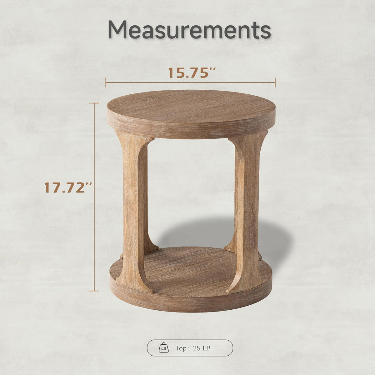 COZAYH Farmhouse Small End Table Wood Round Side Table for Small Space Rustic Pedestal Table for Living Room, Office, Couch, Distressed Wood Grey Finish