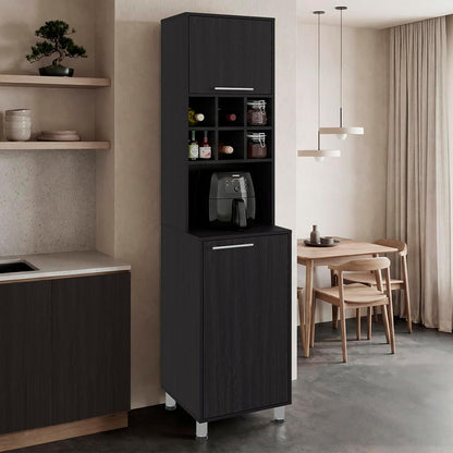 Attica Tall Kitchen Pantry Cabinet, 80.3" High Freestanding Double Door Storage Cabinet with 6 Cubbies and 4 Shelves, Modern Large Kitchen Storage Cabinet for Kitchen and Dining Room, Dark Brown