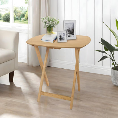 eHemco Hardwood Folding TV Tray Tables, 25.5 Inches, Set of 2 | Oversized, Natural, For Eating