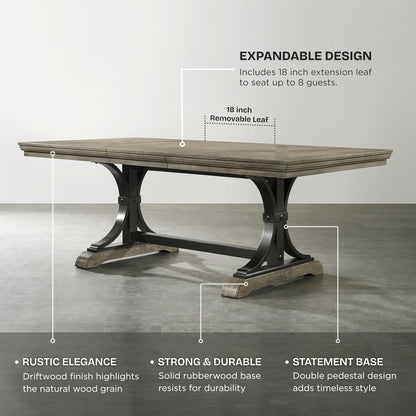 Roundhill Furniture Birmingham Dining Set, One Size, Driftwood Finish
