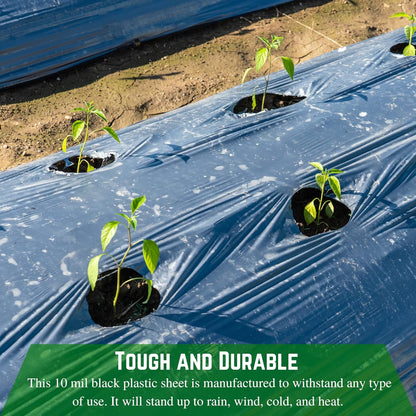 Farm Plastic Supply - Black Plastic Sheeting - 10 mil - (5' x 100') - Black Plastic Tarp, Polyethylene Vapor Barrier Sheeting, Painters Tarp