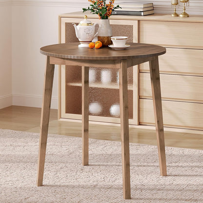 HOOBRO Bamboo Dining Table, Round Dining Table for 2, 27.5" Kitchen Table for Small Space, Writing Table, Easy to Assemble, for Dining Room, Living Room, Office, Kitchen, Apartment, Brown BR71CZ01G1
